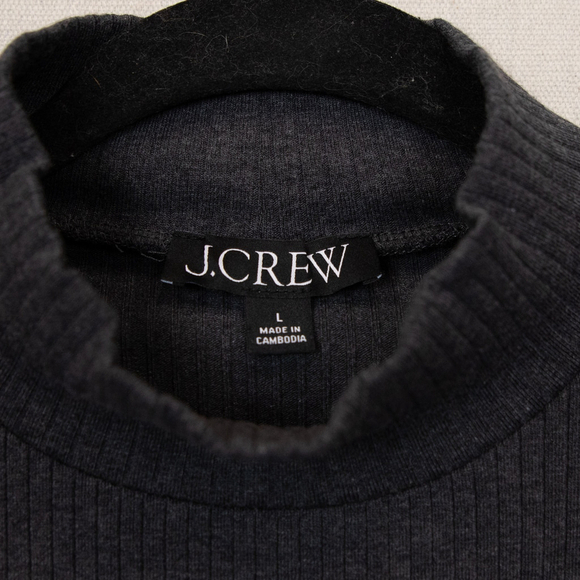 J. Crew Premium rib turtleneck with whipstitch trim grey shirt-L - Picture 4 of 5